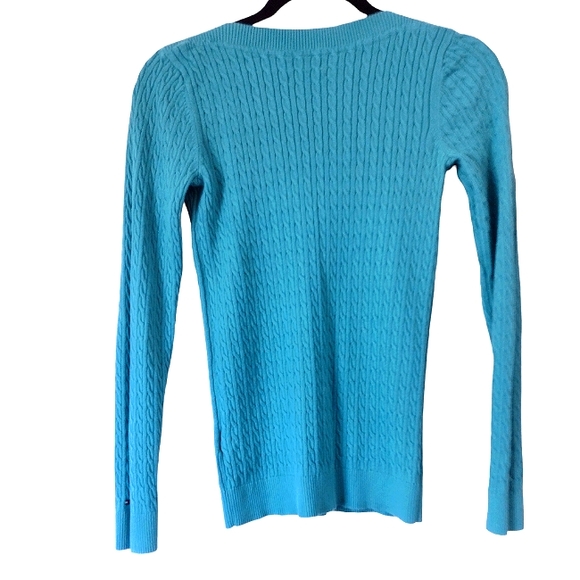 Tommy Hilfiger Teal Cable Knit Sweat Size Small - Picture 2 of 4